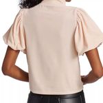 Free People Claudia Velvet Tee Puff Sleeve Mockneck Top Ballet Pink Size XS Photo 2