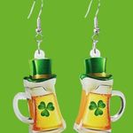 St Patricks Day Earrings Beer Shamrock Leprechaun Hat Dangle Hooks Parad… Green Photo 2
