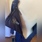 Adrianna Papell  Scalloped Lace Square Neck 3/4 Sleeve Back Navy Dress Photo 8