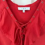 IRO Florine Tie Up Bell Sleeve Boho Ruffle Mini Dress Poppy Red Size 38 / US 6 Photo 4