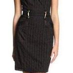 Ellen Tracy  Eyelet Sheath Mini Midi Dress Black sleeveless cotton Sz 12 Photo 0