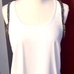Anthropologie White Sheer Embellished Beaded Arm Tank Top Photo 2