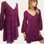 Maeve  By Anthropologie Lace A-Line Knit Bishop Sleeve V-Neck Dress Size XS Photo 1