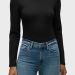 Hudson  Jeans Knot Back Crewneck Rib-Scuba Knit Bodysuit Black Medium NWT Photo 0