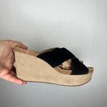 Splendid  Wedge Sandals Black‎ Suede Leather Criss Cross Cork Platform 7.5 Photo 1