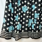 Valerie Stevens Skirt Size 4 100% Silk Floral Polka Dot Black White Teal Photo 1