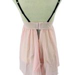 Cacique Sheer Ballerina Pink Black Lace Babydoll Lingerie Womens 14/16 Photo 3