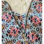 Japna  Women's Blouse Scoop Neck Zipper Back Geo Print Size L Photo 4