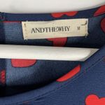 And The Why Size M Blouse Navy Red Hearts Long Double Bell Sleeve Top Valentine Photo 2