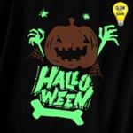 PatPat Halloween Pumpkin and‎ Fluorescent Letter Print Black Long Photo 1