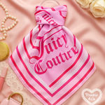 Juicy Couture Pink Logo Scarf • Satin Square Bandana • Hot Pink Script Print NWT Photo 0