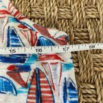 Kenar  Red White Blue Sail Boat Nautical Print Linen Tank Top Size S Photo 7