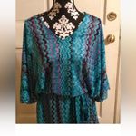 Karina Grimaldi NWT  “Nicole” Knit Dress Size XS Teal Zig Zag Photo 1