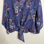 Millibon Blue Floral Flare Sleeves V Photo 3