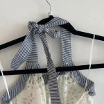 120 NWT Ondademar Eyelet Halter Swim Blouse Size XS White Photo 2