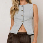 Bohme Stylish Light Blue Denim Button-Up Vest NWT Size large Photo 0