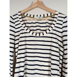 Boden Striped Long Sleeve Scoop Neck Casual Top Cream Navy Blue Women's Size 4 Black Photo 1