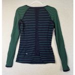 Lululemon 4-6 Run Top Full Tilt LS Slalom Inkwell Blue Green Bean Stripe Lace Photo 1