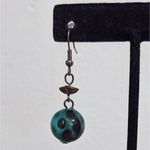 Blue Bead Dangle Earrings 2 Pairs of Dangle Earrings Bronze Bead Earrings Photo 2