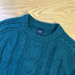 Gap Forest Green Cable Knit Sweater Crew Neck Winter Pullover Womens Small Photo 2