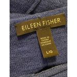 Eileen Fisher  Blue Linen Cotton Blend Knit Long Sleeve Top Shirt Large Photo 2