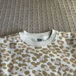 Aerie Sweatshirt Womens Size Small Oversized Leopard Print crew neck Pink Ivory Photo 4