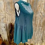 Knox Rose Teal Embroidered Sleeveless Babydoll Blouse Size Large Photo 5