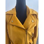 Ivonne Faux Suede Moto Biker Jacket 6 maximalist layered boho grunge rocker Yellow Size M Photo 1