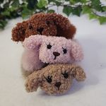 Set of 3 Fuzzy Puppy Dog Hair Ties Pink Photo 2