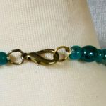Necklace Beaded Statement Faux Turquoise Shark Took Brass Color Setting Heavy Photo 4