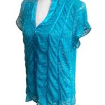 Lane Bryant Lace & Satin Trim Short Sleeve Button Down Blouse Y2K 18/20 Photo 2