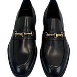 Vagabond Delia Women's 36 US6 Black Leather Loafers Gold Horsebit Minimal Flats Size 6 Photo 0