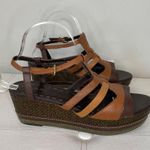 Tahari  Jane Brown Leather Espadrille Platform Sandal Size 9.5 Photo 3