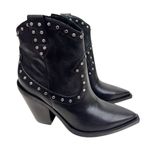 Arezzo Boots Size 10B Black Leather Block Heel Studded Booties Side Zip NEW Black Photo 0