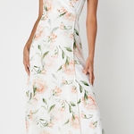 NWT Lulus Romantic Possibilities‎ White Pink Floral Print Maxi Dress Size Large Photo 0