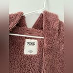 PINK - Victoria's Secret PINK Hooded Teddy Jacket Cardigan Sweater Fuzzy Sherpa Mauve Purple Size M L Photo 4