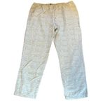 Coldwater Creek Linen Cotton Beige Patterned Pants Pull On Tie Waist Women Large Photo 1