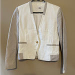 Helmut Lang White Gray Textured Linen Silk Blend Tailored Blazer Sports Jacket Photo 0