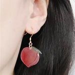 NEW Peach Watercolor Shaped Acrylic Hook Earrings Fruit Georgia Jewelry Gift Idea Pink Photo 4