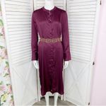 Banana Republic ‎ Satin Shirt Dress Long Sleeve Midi Burgundy XS Photo 2