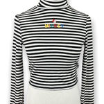 Forever 21 x Disney Mickey Striped Long Sleeve Crop Top S Black Photo 0
