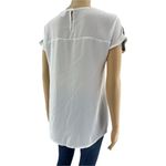 H&M (S) White Pink Black Color Block Asymmetrical Stripe Officewear Blouse Top Photo 2