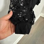 Blue Blush Women’s Long Sleeve Lace Square Neck Bodysuit Black Medium Photo 7