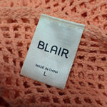 Blair  Open Weave Knit Top Women's Peach Coral 3/4 Sleeve Tunic Large Photo 5