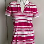 Tommy Hilfiger medium v-neck pink/magenta striped polo shirt Photo 0