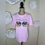 SheIn NTM: Stay Trippy Little Hippy Light Pink Graphic T Shirt in Size Medium Photo 0