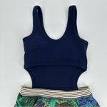 Aerie OFFLINE By Blue Tropical Ribbed Cut Out Sport Dress Romper Medium NEW Photo 9