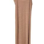 ZARA Womens Cocktail Party Coquette V-Neck Slinky Metallic Slip Dress Size M Tan Photo 0
