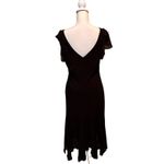 SL Fashions Black Evening Dress Size 16 Beaded Hem Flutter Sleeve V Neck Photo 1