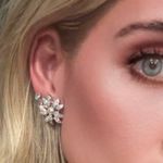 1967 Sarah Coventry Aurora Blaze AB Clip On Earrings Starburst Silvertone Silver Photo 4